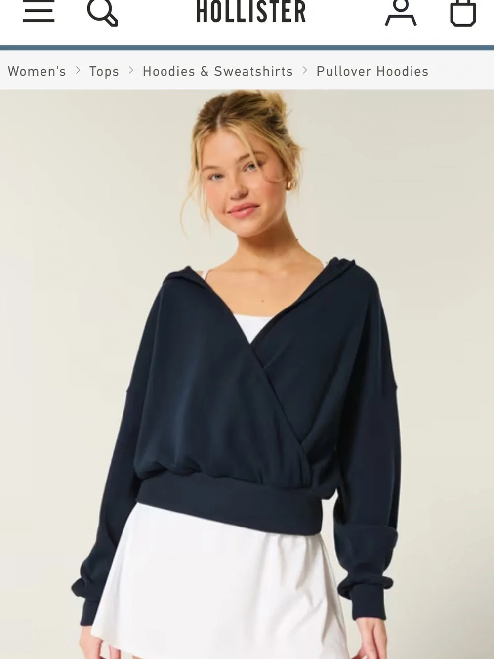 Hollister Gilly Hicks Navy Wrap Hoodie NWT - Picture 1 of 5